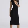 De Super Plunge zwarte bandage midi-jurk