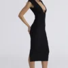 De Super Plunge zwarte bandage midi-jurk