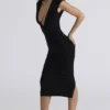 De Super Plunge zwarte bandage midi-jurk