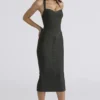 De Supermodel Emerald halternek bandage midi-jurk