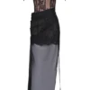 Debut Zwarte off-shoulder kanten maxi-jurk