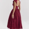 Debutante Berry Lace rugloze midi-jurk