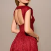 Debutante Berry Lace rugloze midi-jurk