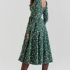 Delia groene midi-jurk met bloemenprint