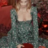 Delia groene midi-jurk met bloemenprint