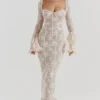 Delilah Vintage crèmekleurige kanten maxi-jurk
