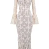 Delilah Vintage crèmekleurige kanten maxi-jurk