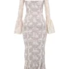 Delilah Vintage crèmekleurige kanten maxi-jurk