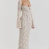 Delilah Vintage crèmekleurige kanten maxi-jurk