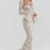 Delilah Vintage crèmekleurige kanten maxi-jurk