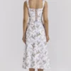 Dionne Off-white katoenen midi-jurk met bloemenprint