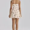 Dolly ivoorkleurige vintage rozenprint katoenen uitlopende mini-zomerjurk