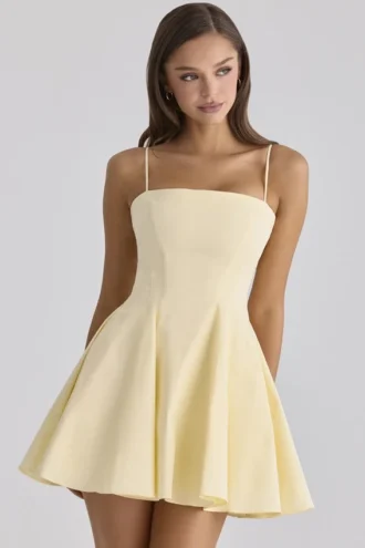 Dolly Lemon katoenen mini-zomerjurk met uitlopende rok