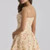 Dolly Warm Rose Print katoenen uitlopende mini-zomerjurk
