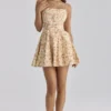 Dolly Warm Rose Print katoenen uitlopende mini-zomerjurk