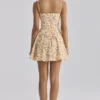 Dolly Warm Rose Print katoenen uitlopende mini-zomerjurk