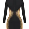 Domenica mini-jurk met zwart-gouden folieprint