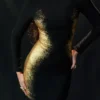 Domenica mini-jurk met zwart-gouden folieprint