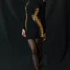 Domenica mini-jurk met zwart-gouden folieprint