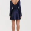 Dominique marineblauwe mini-jurk met diep decolleté