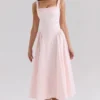 Dorothy roze stretch katoenen midi-zomerjurk