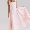 Dorothy roze stretch katoenen midi-zomerjurk