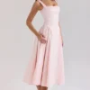 Dorothy roze stretch katoenen midi-zomerjurk