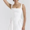 Dorothy witte katoenen midi-zomerjurk