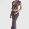 Dyana donker mauve schuin gesneden maxi-rok