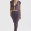 Dyana donker mauve schuin gesneden maxi-rok