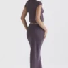 Dyana donker mauve schuin gesneden maxi-rok