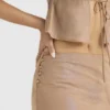 Dyana Shimmer Cafe Au Lait schuin gesneden maxi-rok