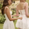 Elara witte mini-jurk met broderie anglaise