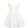 Elara witte mini-jurk met broderie anglaise