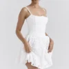 Elara witte mini-jurk met broderie anglaise