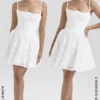 Elara witte mini-jurk met broderie anglaise