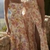 Elia ivoorkleurige midi-zomerjurk met bloemenprint