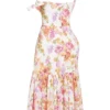 Elia ivoorkleurige midi-zomerjurk met bloemenprint