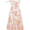 Elia ivoorkleurige midi-zomerjurk met bloemenprint