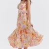Elia ivoorkleurige midi-zomerjurk met bloemenprint