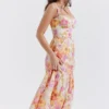 Elia ivoorkleurige midi-zomerjurk met bloemenprint