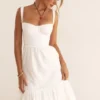 Elia witte midi-zomerjurk met broderie anglaise