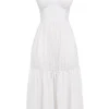 Elia witte midi-zomerjurk met broderie anglaise