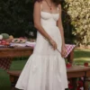 Elia witte midi-zomerjurk met broderie anglaise