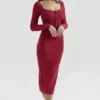 Eliane rode bodycon midi-rok