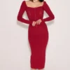 Eliane rode bodycon midi-rok