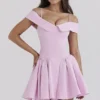 Elida Cotton Candy Twill mini-jurk met blote schouders