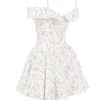 Elida witte mini-korsettenjurk met bloemenprint