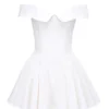 Elida witte twill mini-jurk met blote schouders