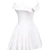 Elida witte twill mini-jurk met blote schouders